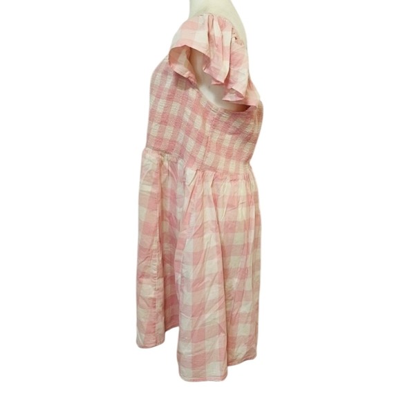 Old Navy Pink White Gingham XXL Smocked Square Neck Flutter Sleeve‎ Dress - Picture 5 of 8